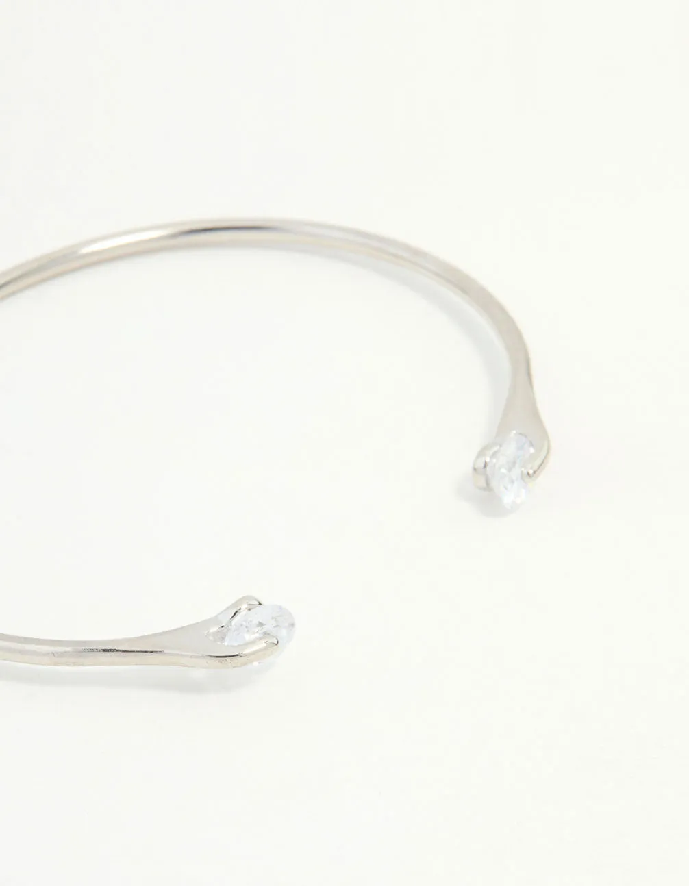 Silver Diamante Claw Narrow Wrist Cuff