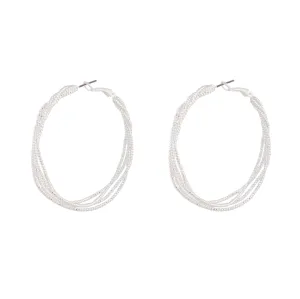 Silver Diamond Cut Wavy Hoop Earring