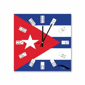Square Cuban Flag Map Acrylic Wall Clock