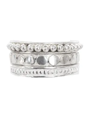STACK RING EMBOSSED GRANULATION SILVER SET