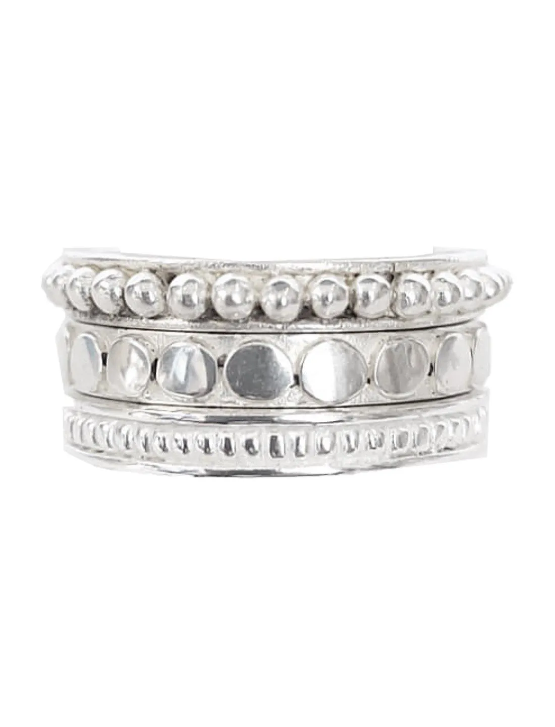 STACK RING EMBOSSED GRANULATION SILVER SET