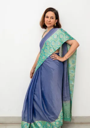 Teal Blue Silk Georgette Saree