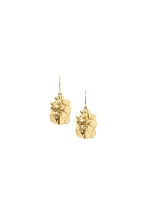 TIGER EARRING PAIR GOLD BRASS