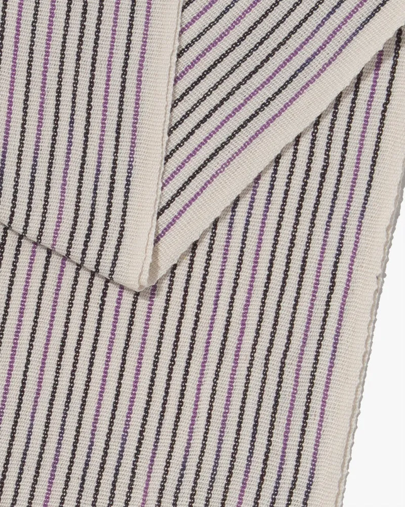 ToK Scarf, Karu-Ori, Cream with Black and Purple Faded Thin Shima