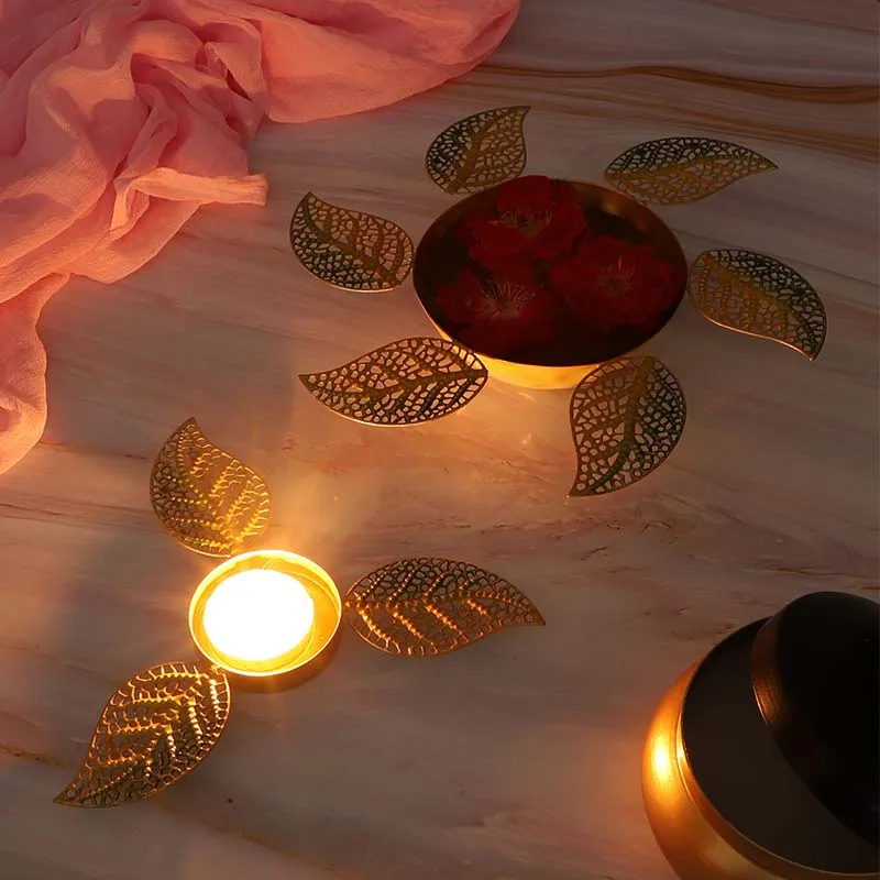 Traditional Brass Urli & Diya  Set