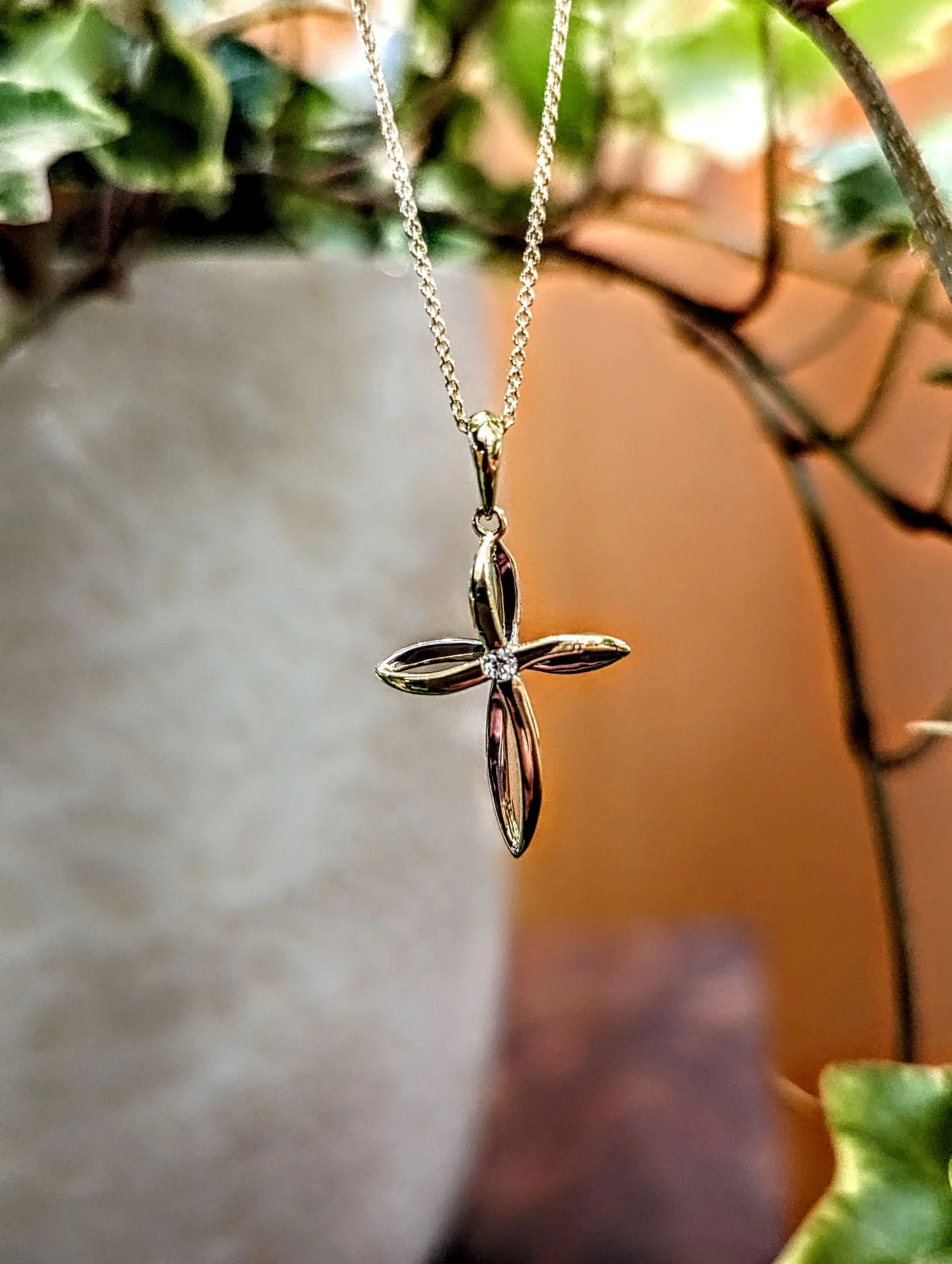 Twist Diamond Accented Cross