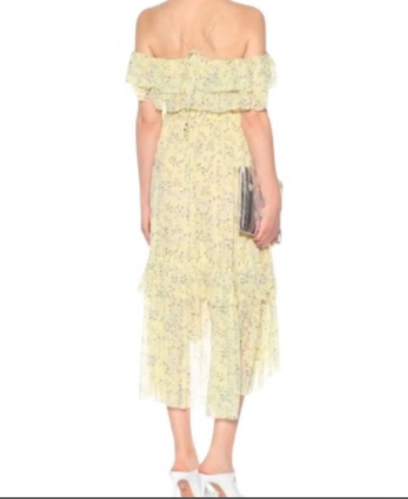 Ulla Johnson Penninah Cold-shoulder Ruffled Floral-print Silk-georgette Dress In Yellow UK 10