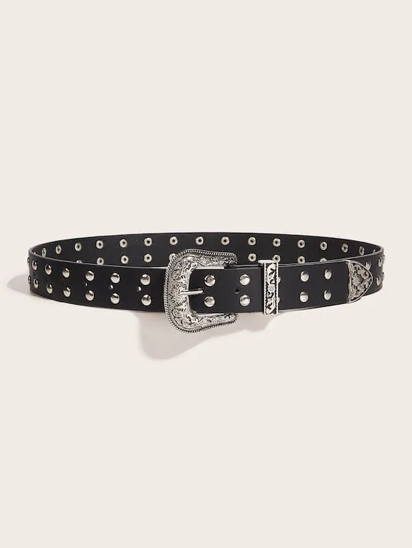 Vintage engraved buckle belt