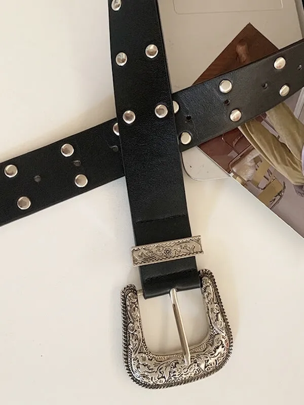 Vintage engraved buckle belt