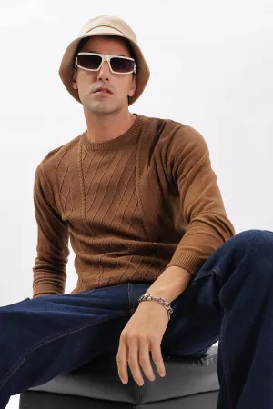 Winter Weave Knit T-Shirt: Brown