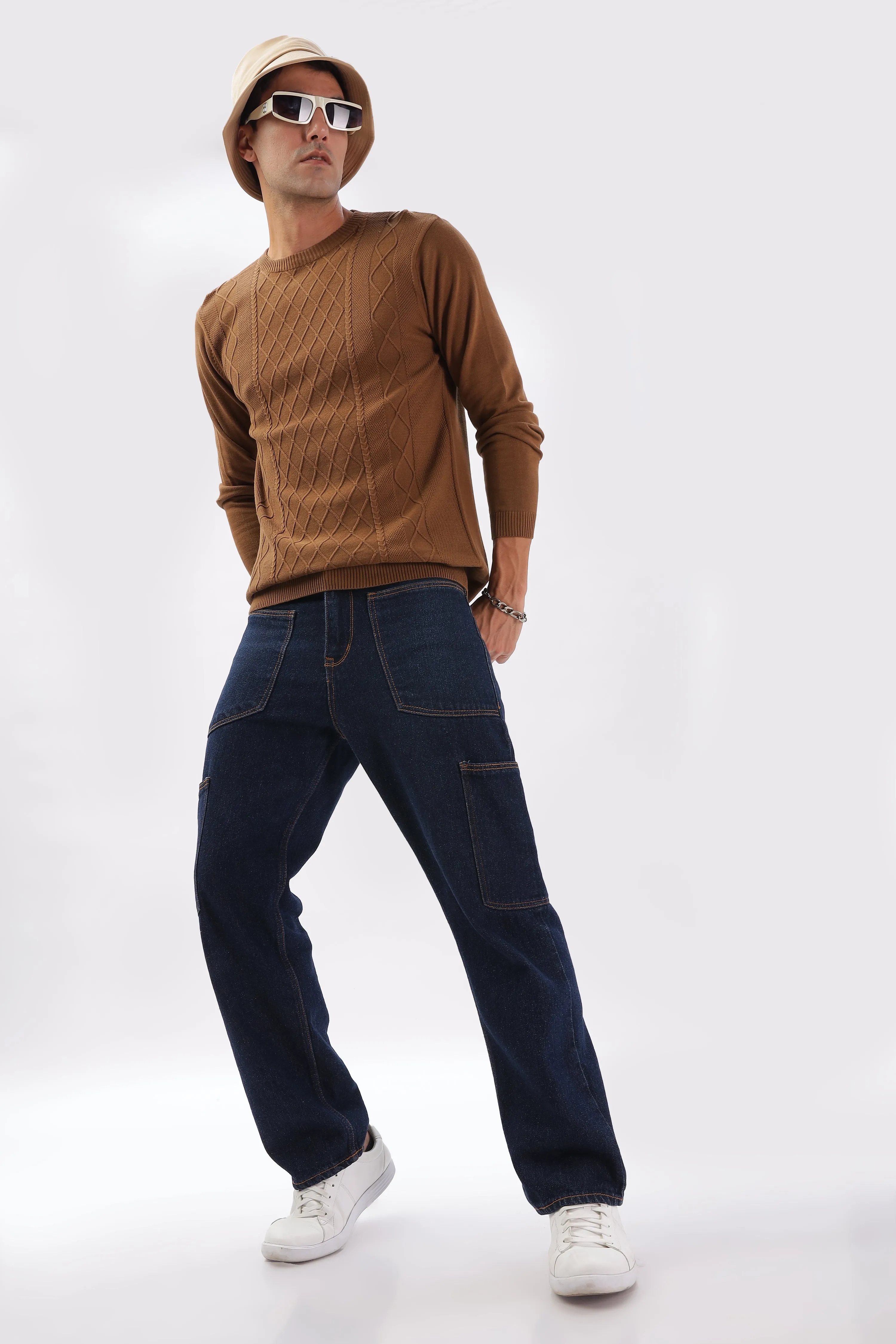 Winter Weave Knit T-Shirt: Brown