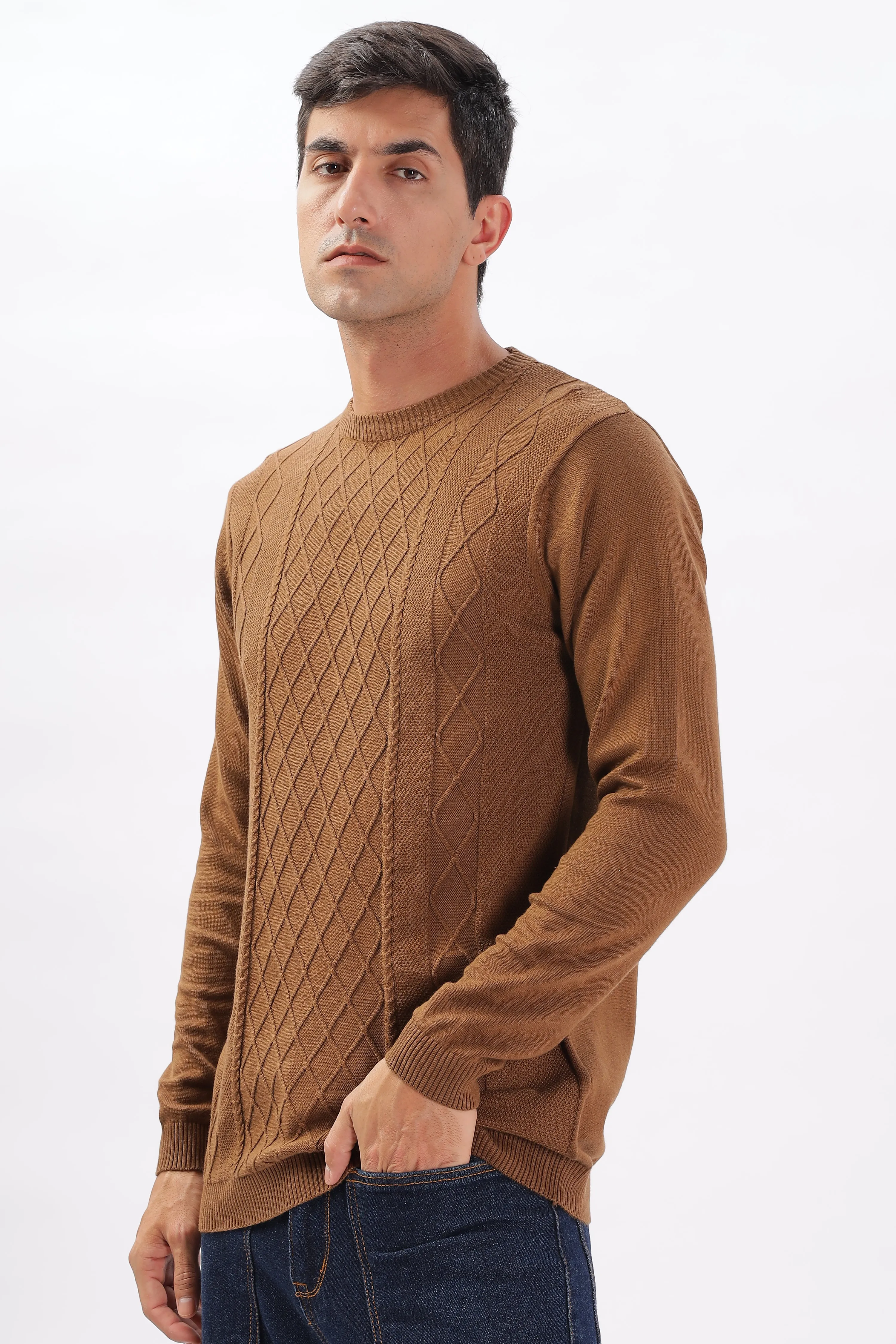 Winter Weave Knit T-Shirt: Brown