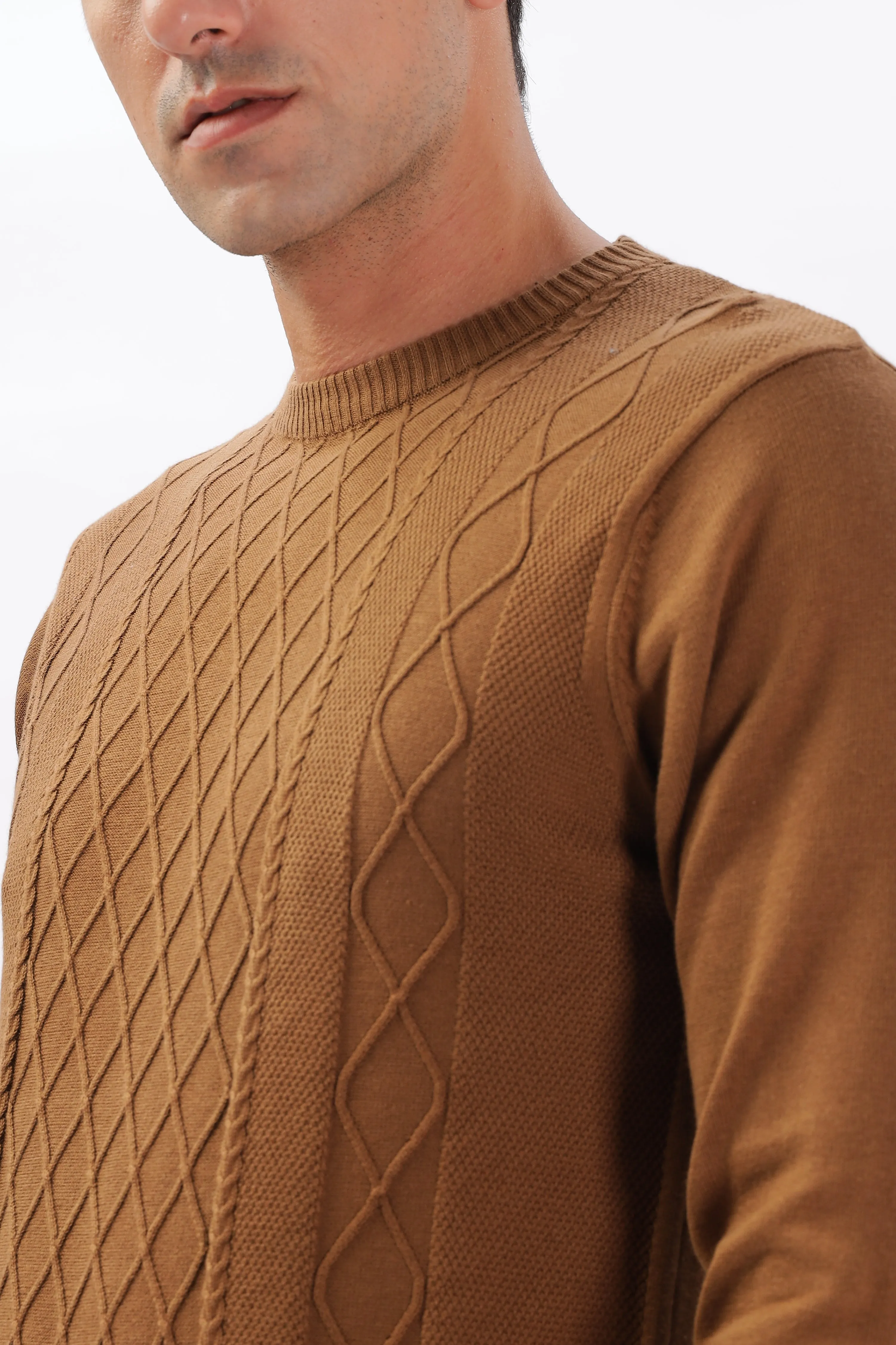 Winter Weave Knit T-Shirt: Brown