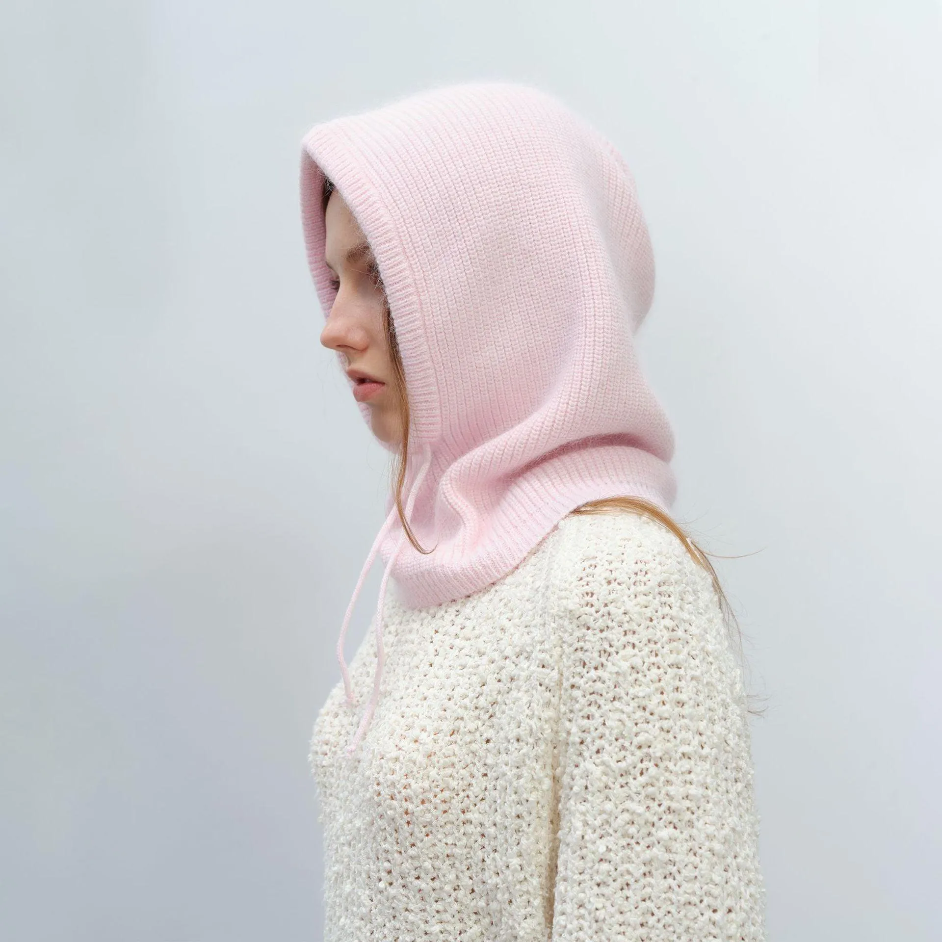 Women's Autumn & Winter Warm Scarf-Neck Woolen Knitted Hat - Dome Style Rabbit Fur