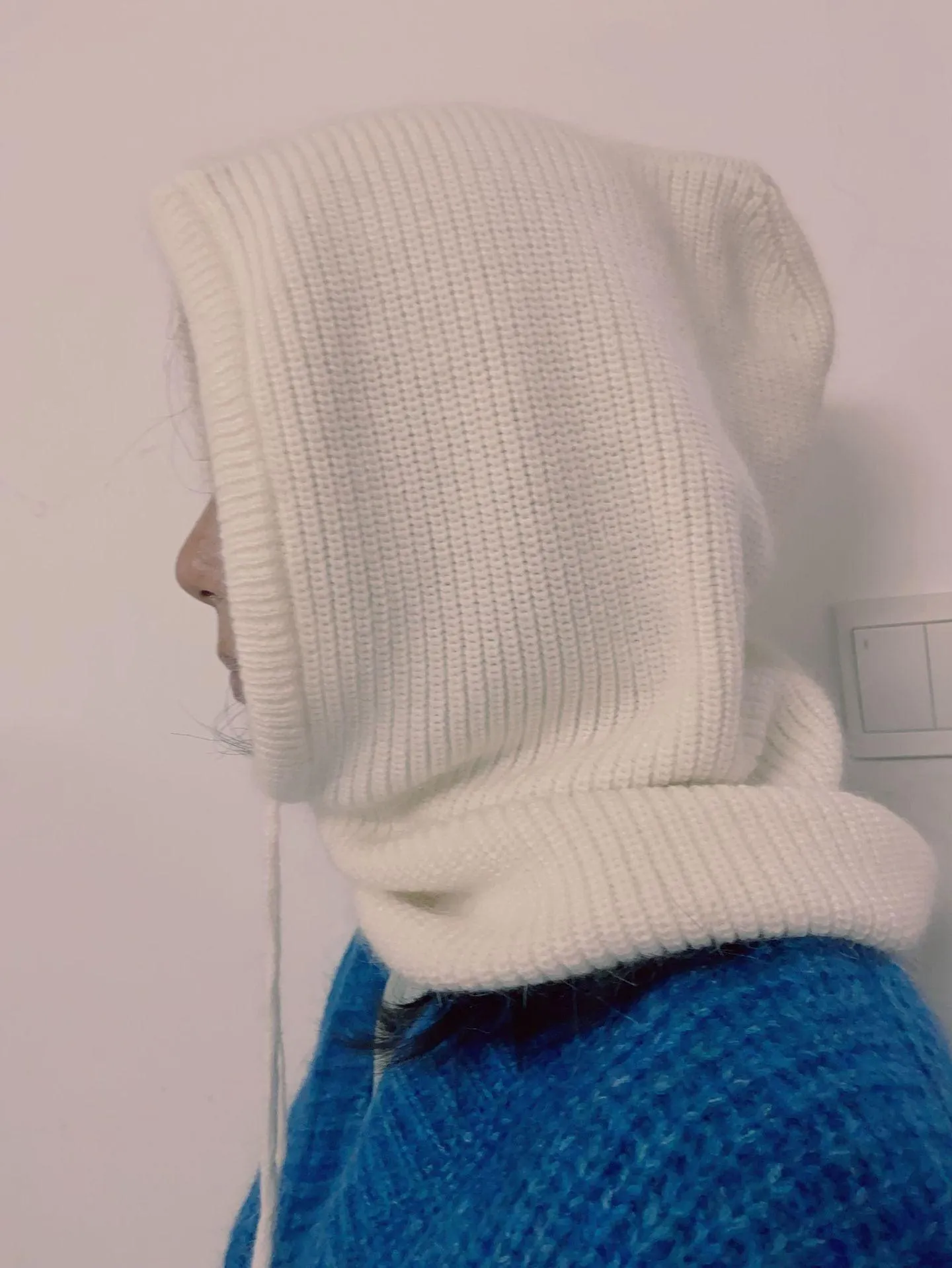 Women's Autumn & Winter Warm Scarf-Neck Woolen Knitted Hat - Dome Style Rabbit Fur