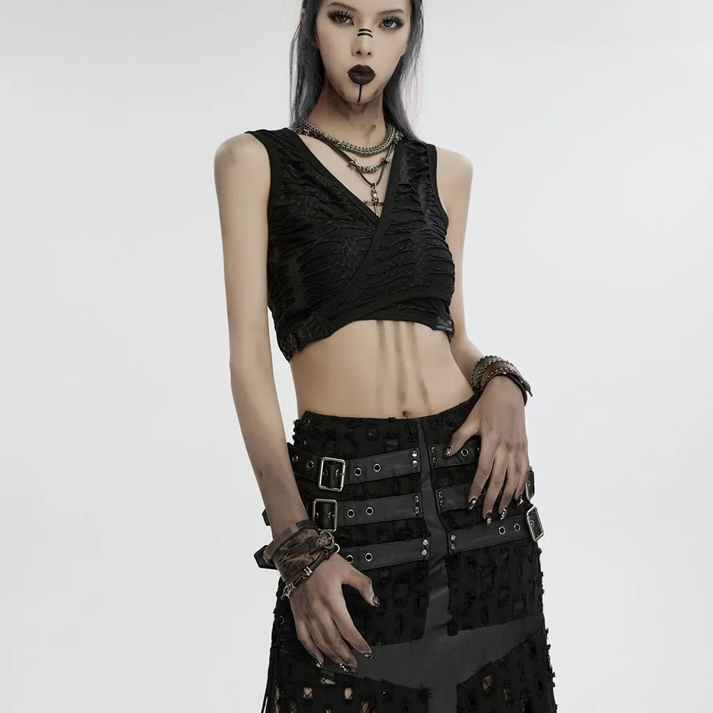 Women's Punk Buckle Faux Leather Bracelet Set