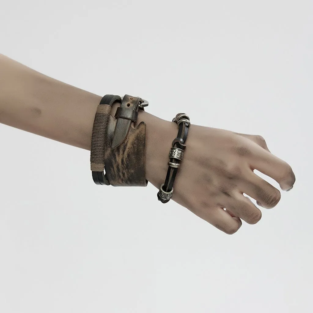 Women's Punk Buckle Faux Leather Bracelet Set