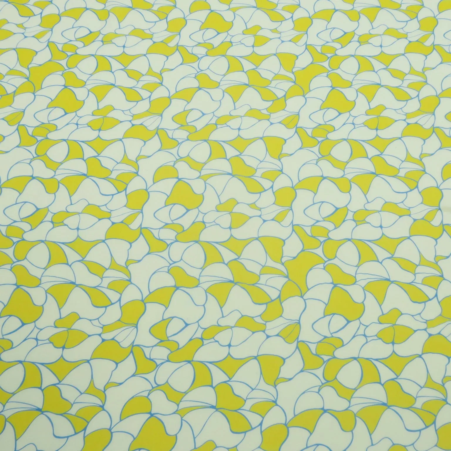 Yellow and White Abstract Printed Silk Chiffon Fabric