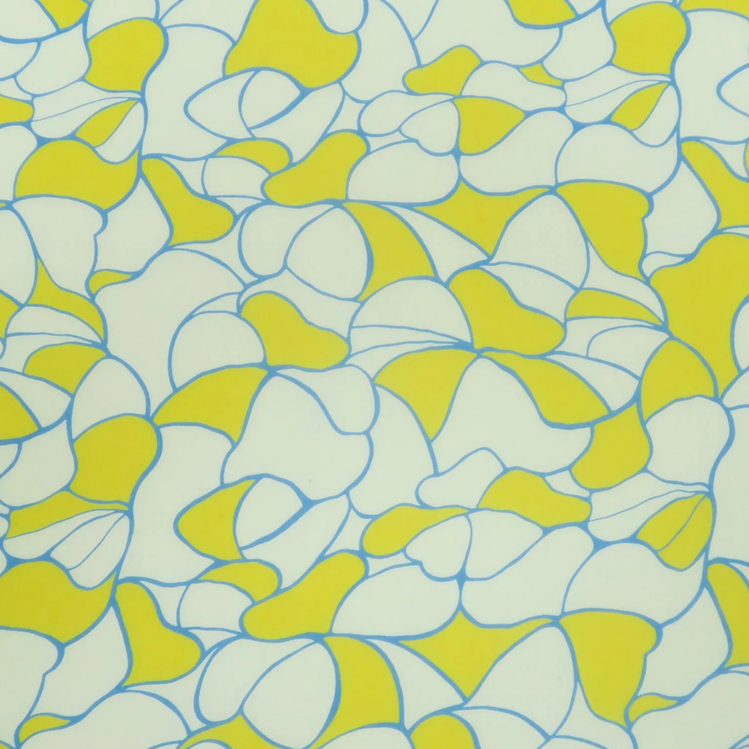 Yellow and White Abstract Printed Silk Chiffon Fabric