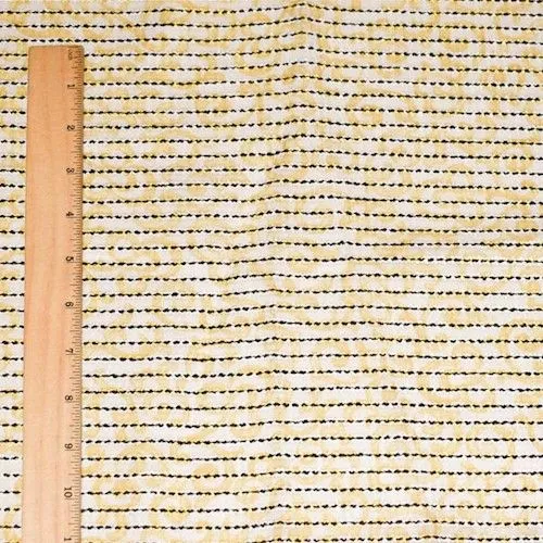 Yellow/Multi Printed Boucle Stripe Silk Blend Organza Fabric