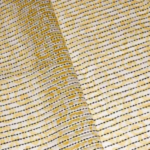 Yellow/Multi Printed Boucle Stripe Silk Blend Organza Fabric